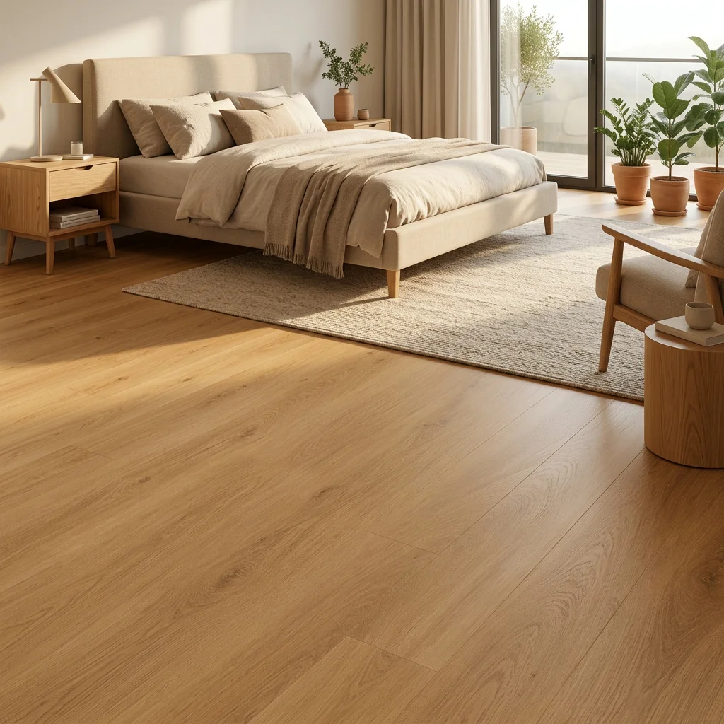 Suelo Laminado Roble Fuego AC5 8mm | Protección 12h Agua | Fácil Colocación
