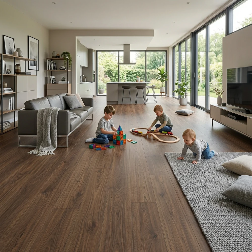 Suelo Laminado Roble Cumbre | AC5 | 8mm | Roble Oscuro | Fácil Instalación