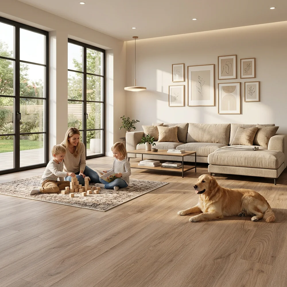 Suelo Laminado Roble Drago 8mm AC5 | Tono Natural Cálido | Resistente al Agua