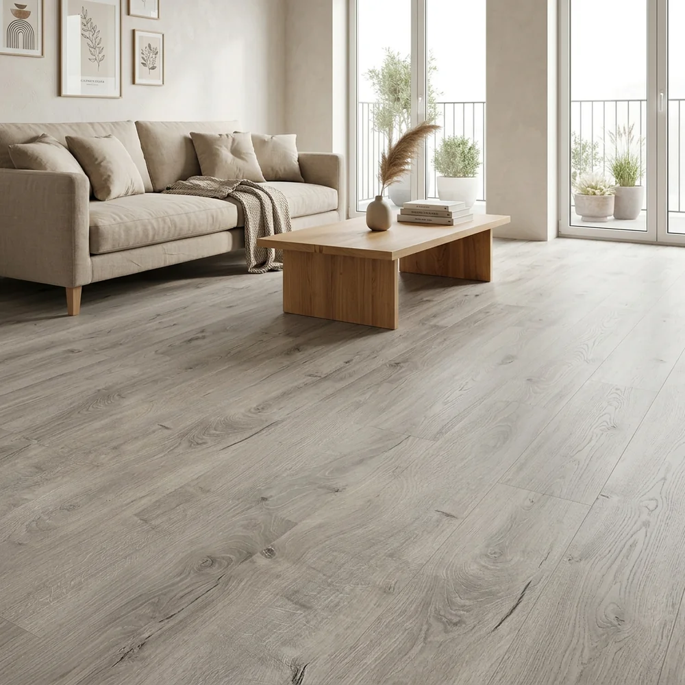 Tarima Laminada Roble Mérida 8mm AC5 Sin Bisel Resistente al Agua
