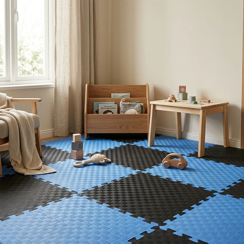 TATAMI PUZZLE Azul Negro 1x1m | 20mm | Artes Marciales | Fitness | Yoga | Pilates | Gimnasios