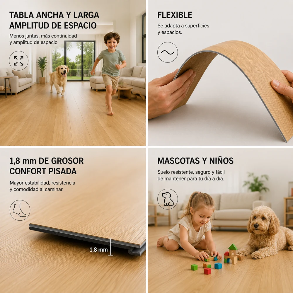 Suelo Vinílico Autoadhesivo Roble Clásico Dorado | Cocina | Baño | Resistencia al Agua | Bricolaje