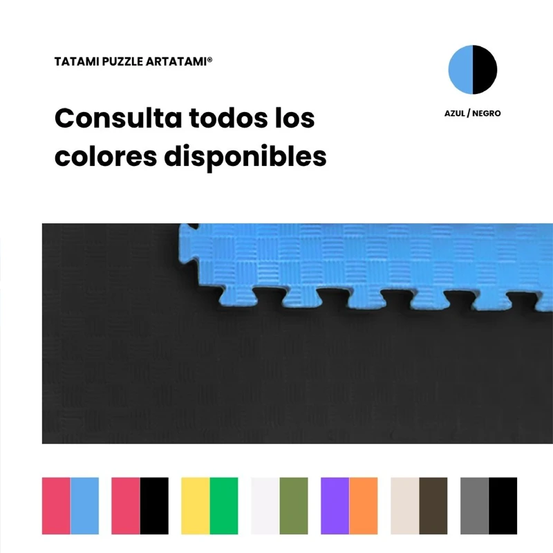 TATAMI PUZZLE Azul Negro 1x1m | 20mm | Artes Marciales | Fitness | Yoga | Pilates | Gimnasios