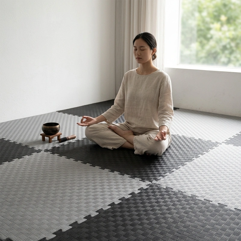 TATAMI PUZZLE Gris Negro 1x1m | 25mm | Artes Marciales | Gimnasio | Reversible | Suelo Deportivo