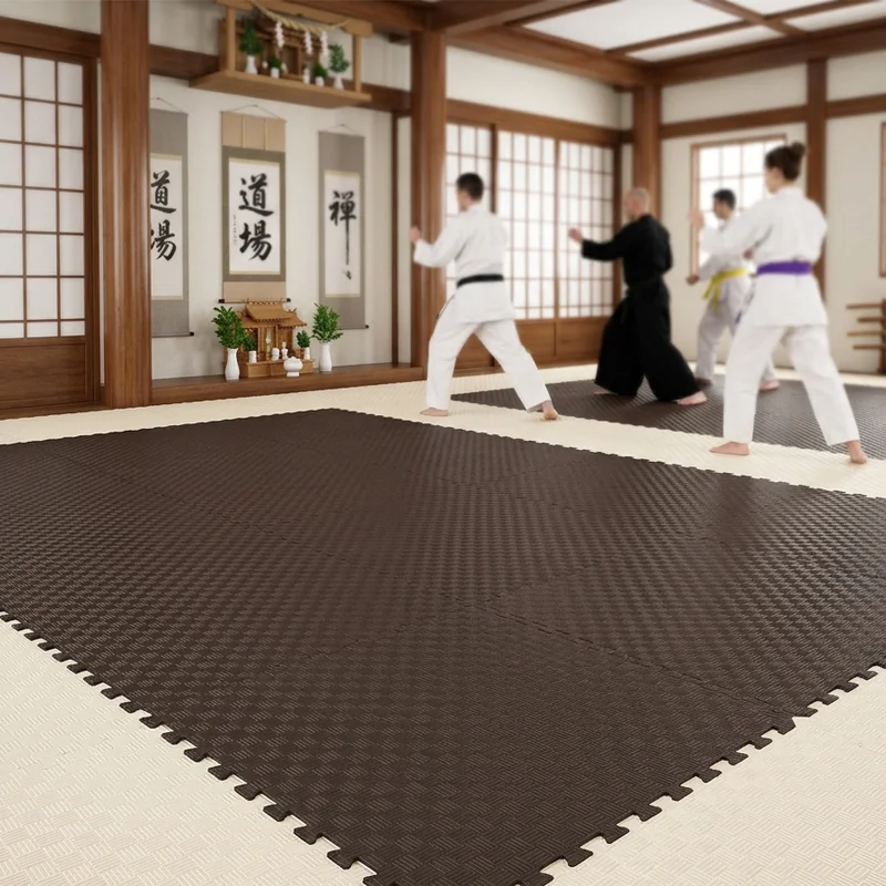 TATAMI PUZZLE  Marrón Beige  1x1m | 40mm | Artes Marciales | Gimnasio | Antideslizante | Suelo Deportivo