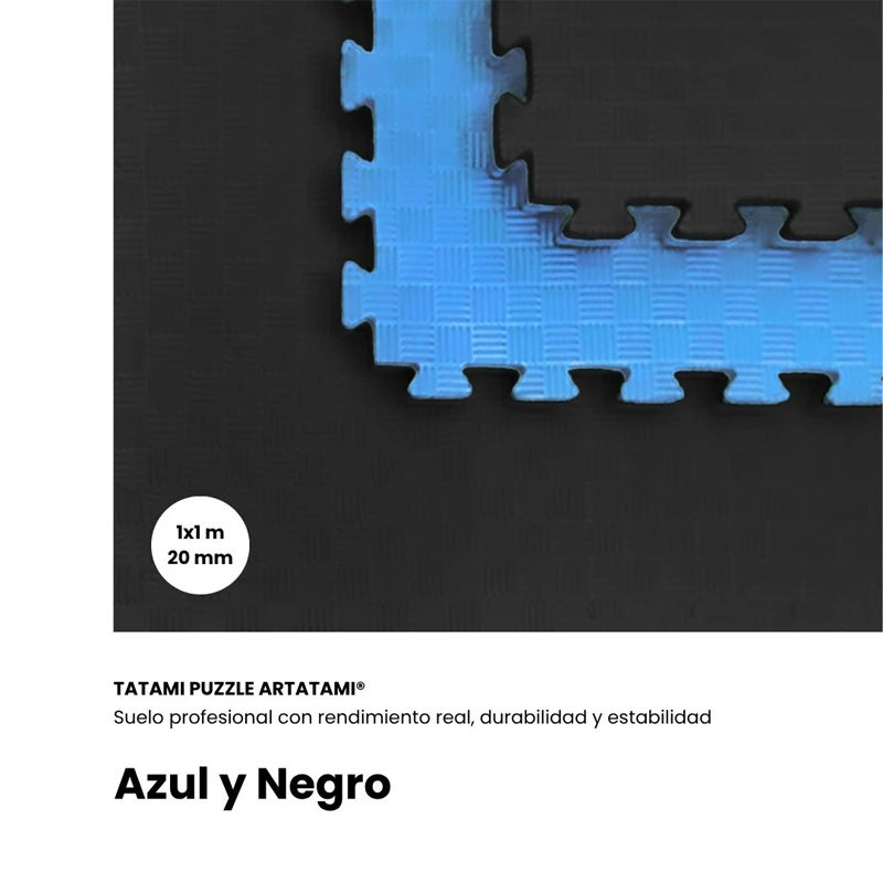 TATAMI PUZZLE Azul Negro 1x1m | 20mm | Artes Marciales | Fitness | Yoga | Pilates | Gimnasios