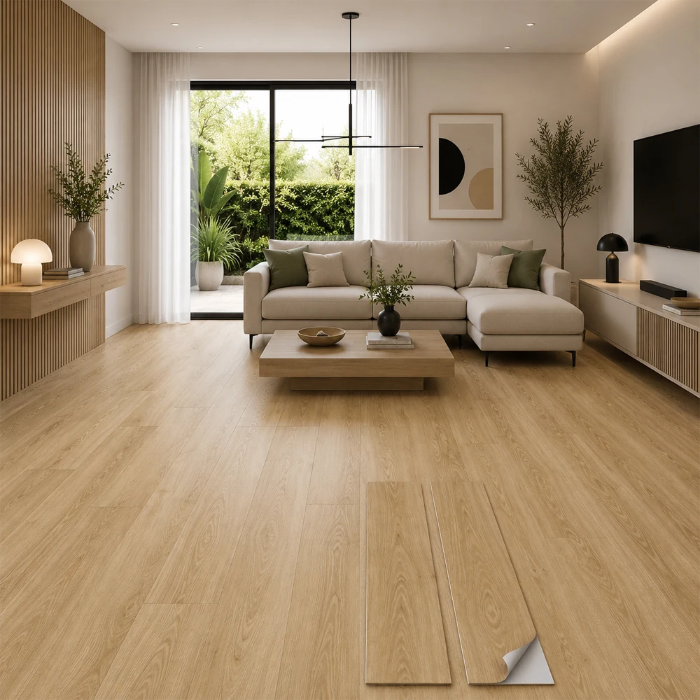 Suelo Vinílico Autoadhesivo Roble Clásico Dorado | Cocina | Baño | Resistencia al Agua | Bricolaje