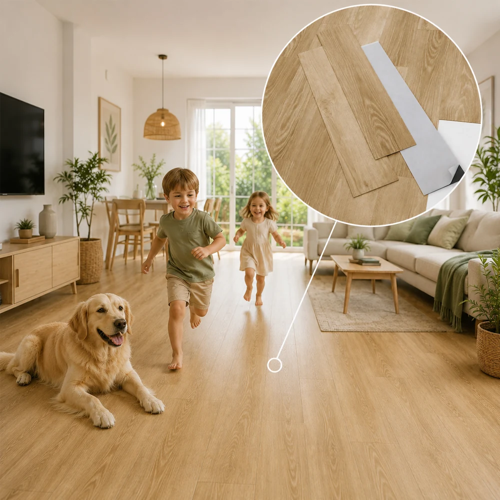 Suelo Vinílico Autoadhesivo Roble Clásico Dorado | Cocina | Baño | Resistencia al Agua | Bricolaje