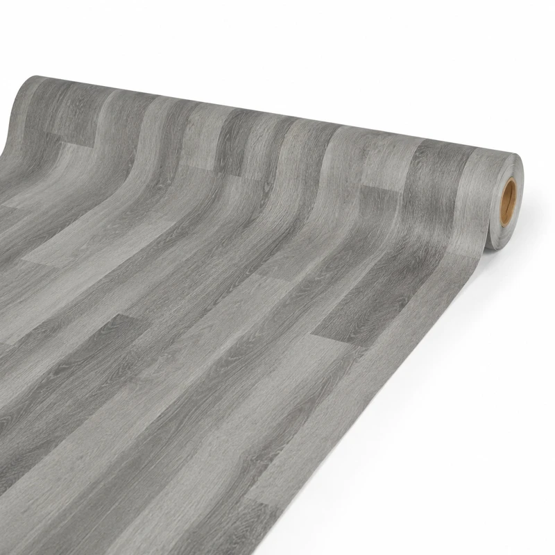 Suelo Vinílico PVC Teca Gris | Sintasol En Rollo | Resistente Al Agua | Imitación Madera