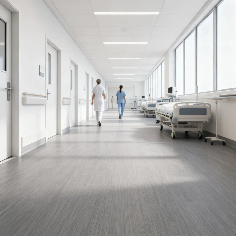 Suelo Vinílico Profesional Esturiano Gris 7060 | Homogeneo | Losetas | Pavimento Continuo | Antideslizante R9 | Bfls1