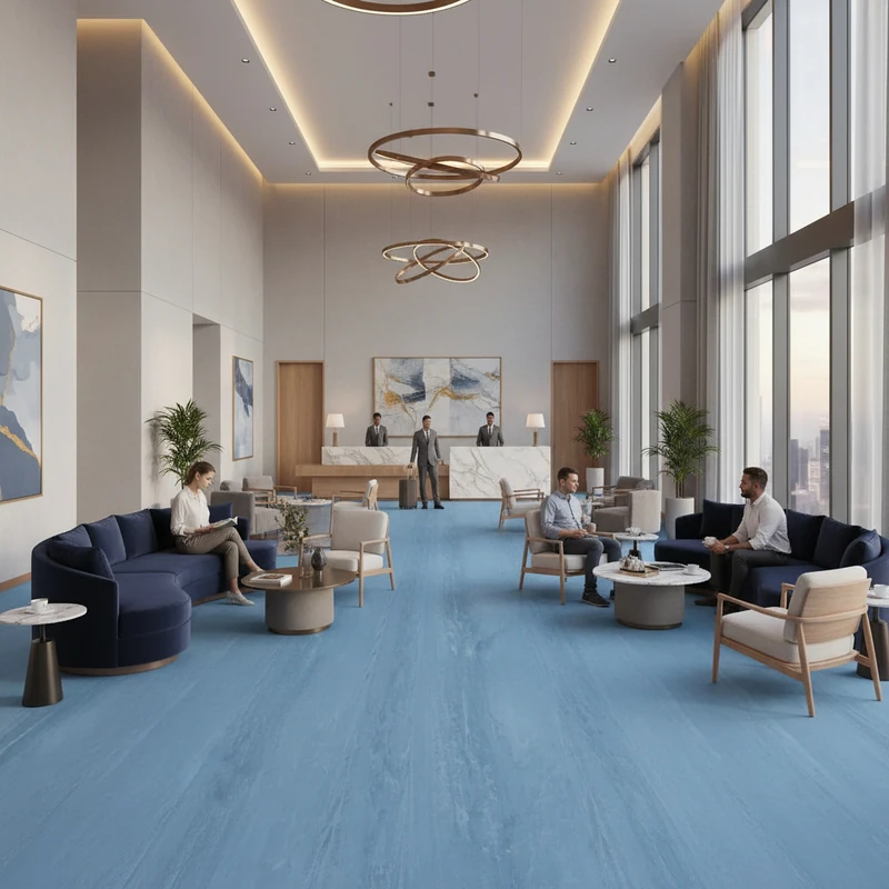  Suelo Vinílico Profesional Azul Lagos 7350 | Homogeneo | Losetas | Pavimento Continuo | Antideslizante R9 | Bfls1