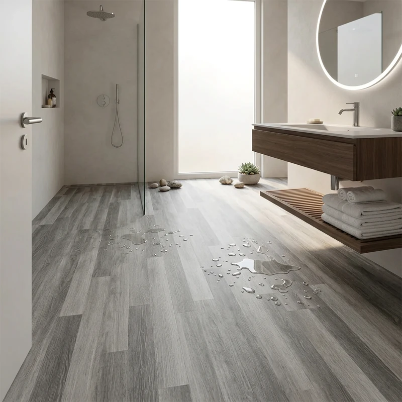 Suelo Vinílico PVC Teca Gris | Sintasol En Rollo | Resistente Al Agua | Imitación Madera