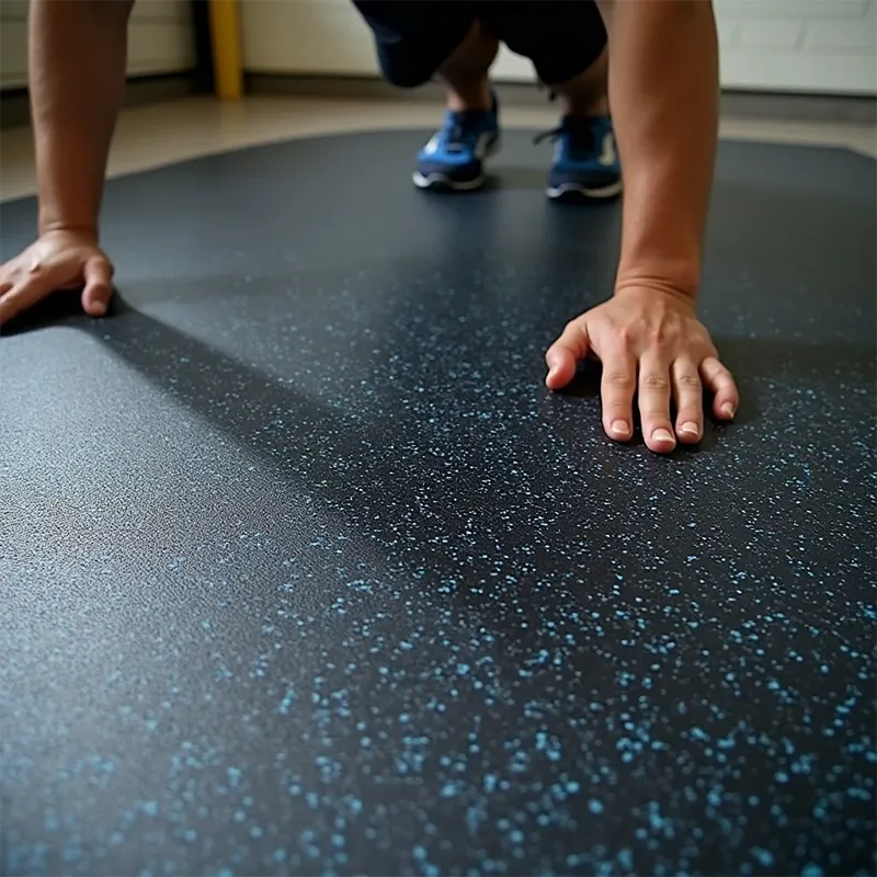 ROLLO DE CAUCHO 1,25X10m | 4mm | ALTA DENSIDAD | Negro/Azul | Suelo de gimnasio | Pavimento Deportivo | Cardio | Fitness