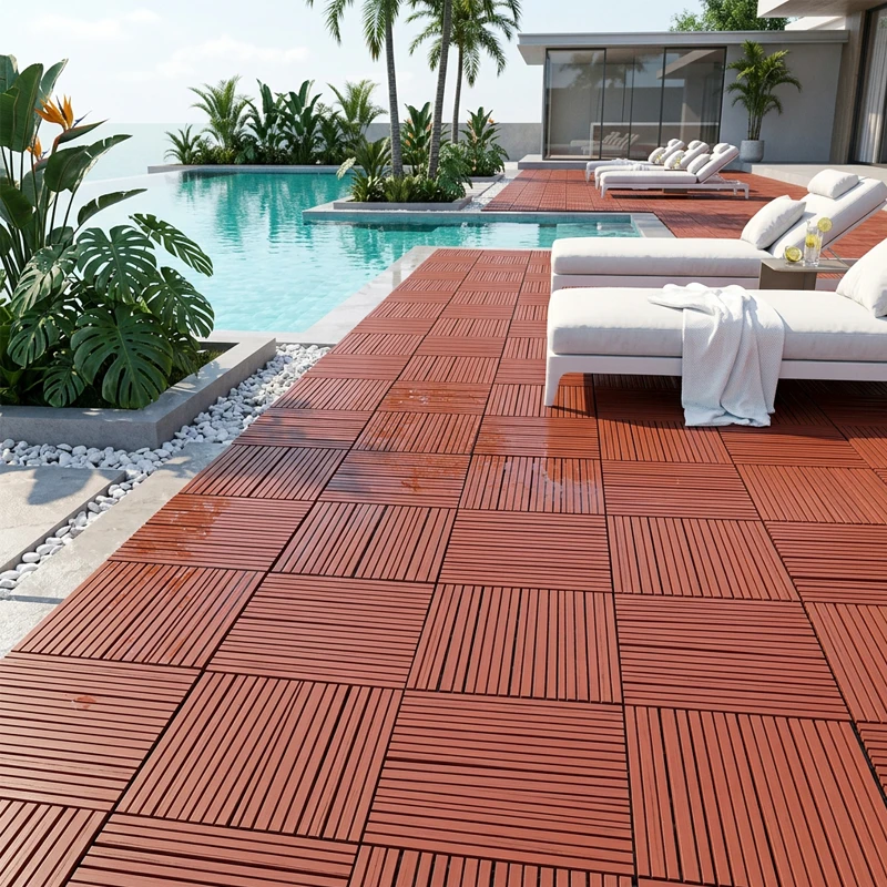 Tarima Exterior Madera Chocolate con Leche | Terrazas | Balcón | Piscina | Baldosas 29x29cm