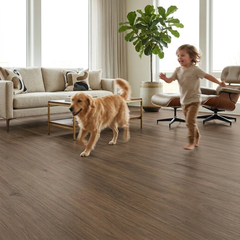 Suelo Laminado Roble Cumbre | AC5 | 8mm | Roble Oscuro | Fácil Instalación