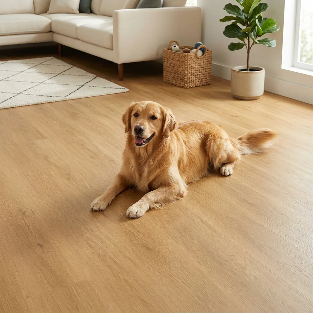 Suelo Laminado Roble Fuego AC5 8mm | Protección 12h Agua | Fácil Colocación