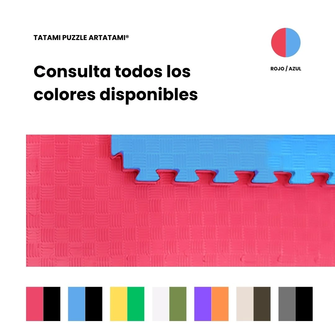 TATAMI PUZZLE Rojo Azul 1x1m | 25mm | Artes Marciales | Gimnasio | Antideslizante | Suelo Deportivo
