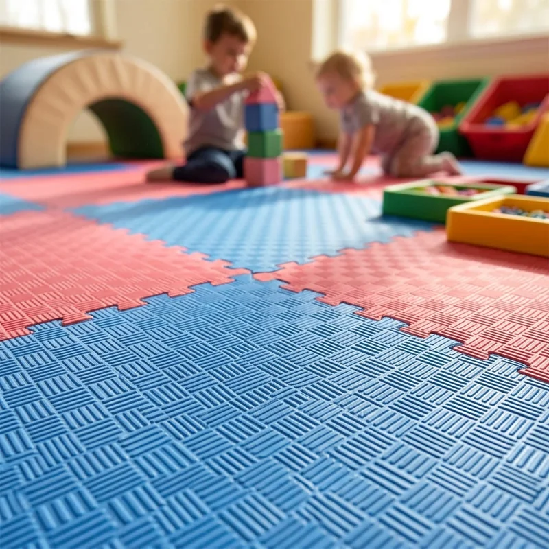 TATAMI PUZZLE Rojo y Azul 1x1m | 20mm | Artes Marciales | Suelo Gimnasio Reversible | Judo | Acabado Checker