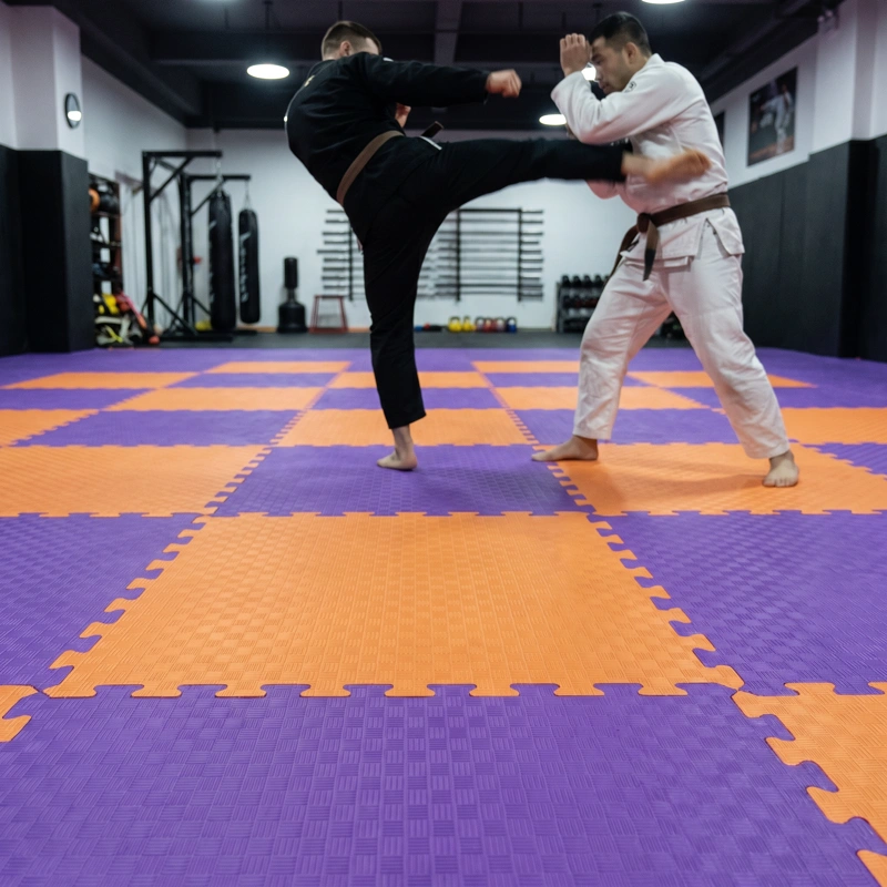 TATAMI PUZZLE Naranja Lila  1x1m | 20mm | Reversible | Antideslizante | Multifuncional