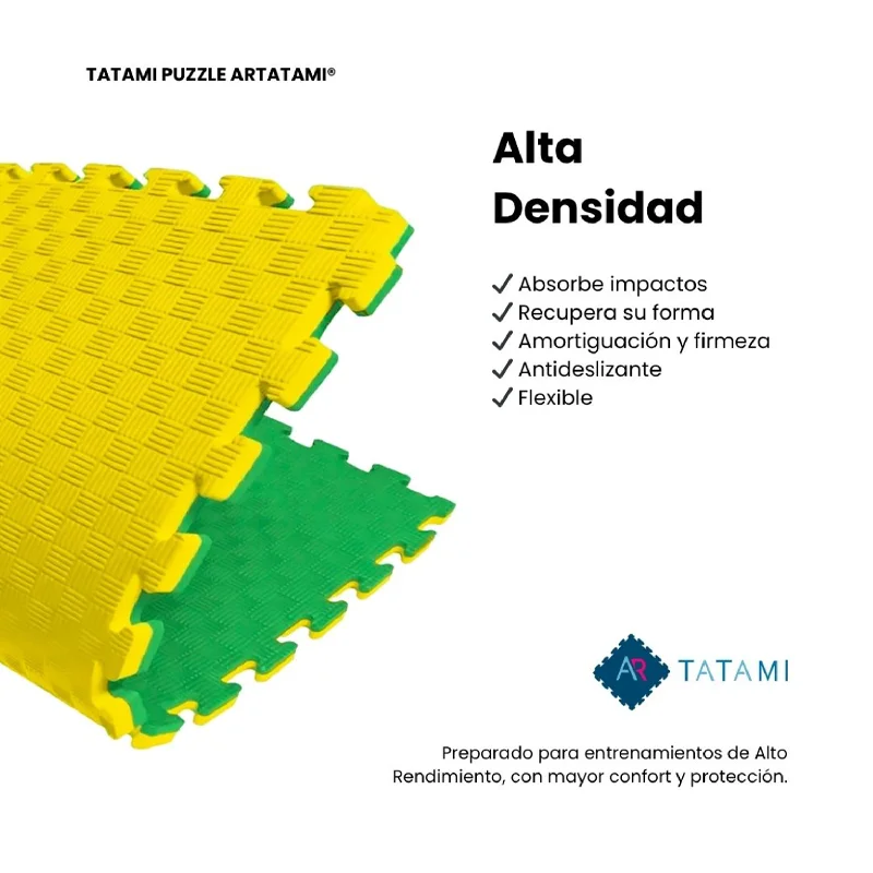 TATAMI PUZZLE Amarillo Verde 1x1m | 20mm | Reversible | Antideslizante | Multifuncional