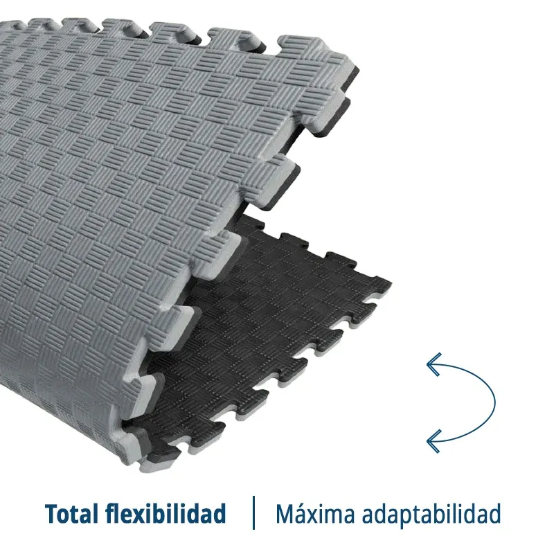 TATAMI PUZZLE Gris Negro 1x1m | 25mm | Artes Marciales | Gimnasio | Reversible | Suelo Deportivo
