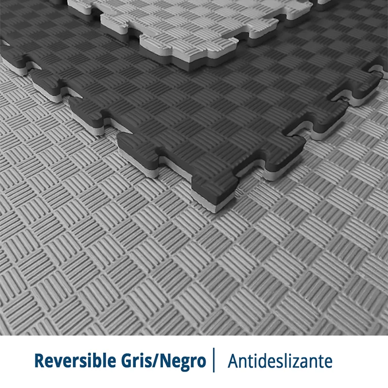 TATAMI PUZZLE Negro Gris  1x1m | 20mm | Reversible | Antideslizante | Multifuncional
