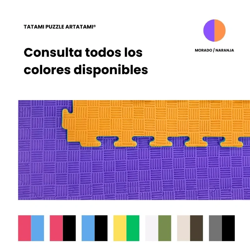 TATAMI PUZZLE Naranja Lila  1x1m | 20mm | Reversible | Antideslizante | Multifuncional
