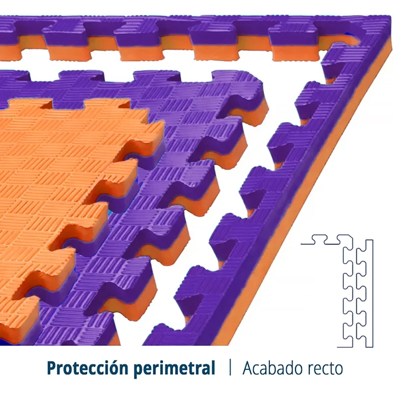 TATAMI PUZZLE Naranja Lila  1x1m | 20mm | Reversible | Antideslizante | Multifuncional