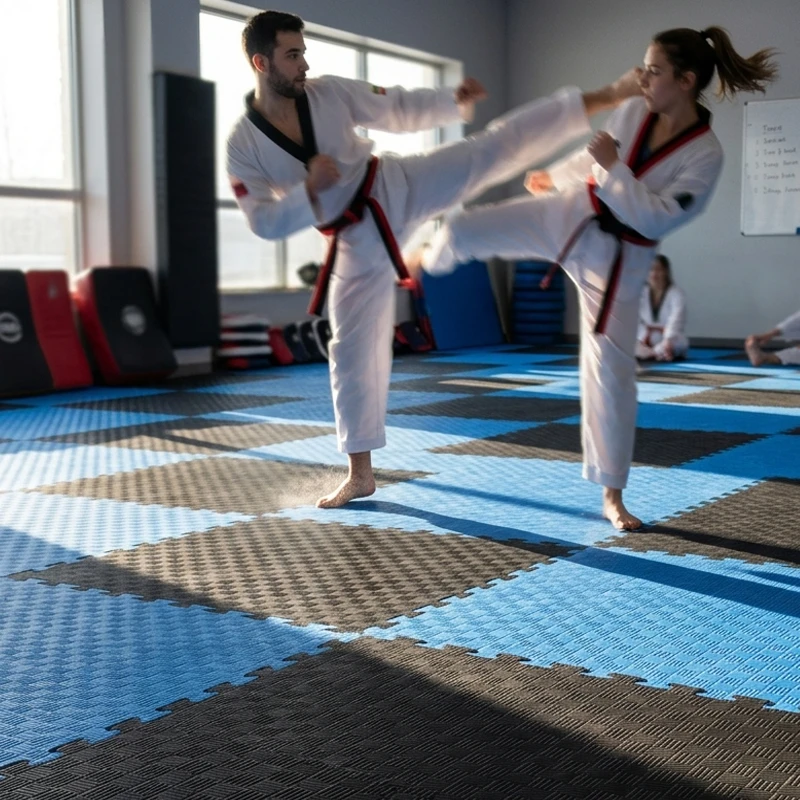 TATAMI PUZZLE Azul Negro 1x1m | 20mm | Artes Marciales | Fitness | Yoga | Pilates | Gimnasios
