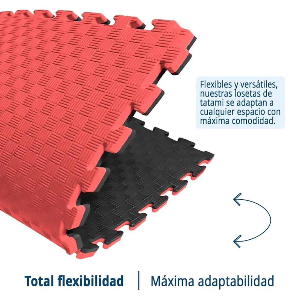 TATAMI PUZZLE Rojo Negro 1x1m | 25mm | Boxeo | Suelo Para Artes Marciales | Suelo Deportivo y Gimnasio