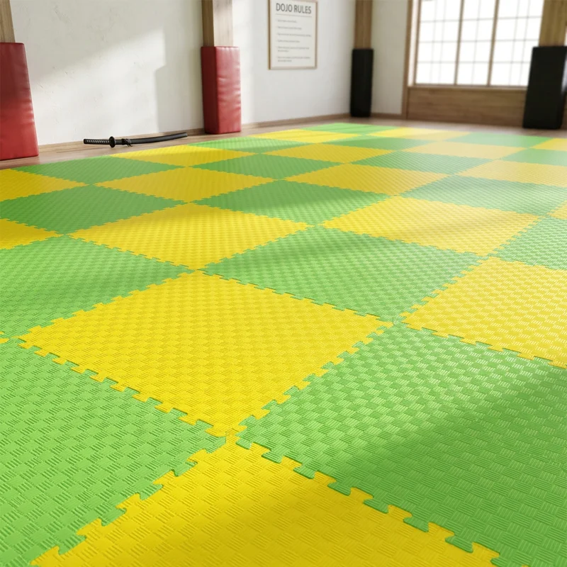 TATAMI PUZZLE Amarillo Verde 1x1m | 20mm | Reversible | Antideslizante | Multifuncional