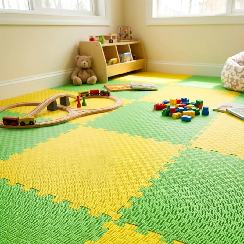 TATAMI PUZZLE Amarillo Verde 1x1m | 20mm | Reversible | Antideslizante | Multifuncional