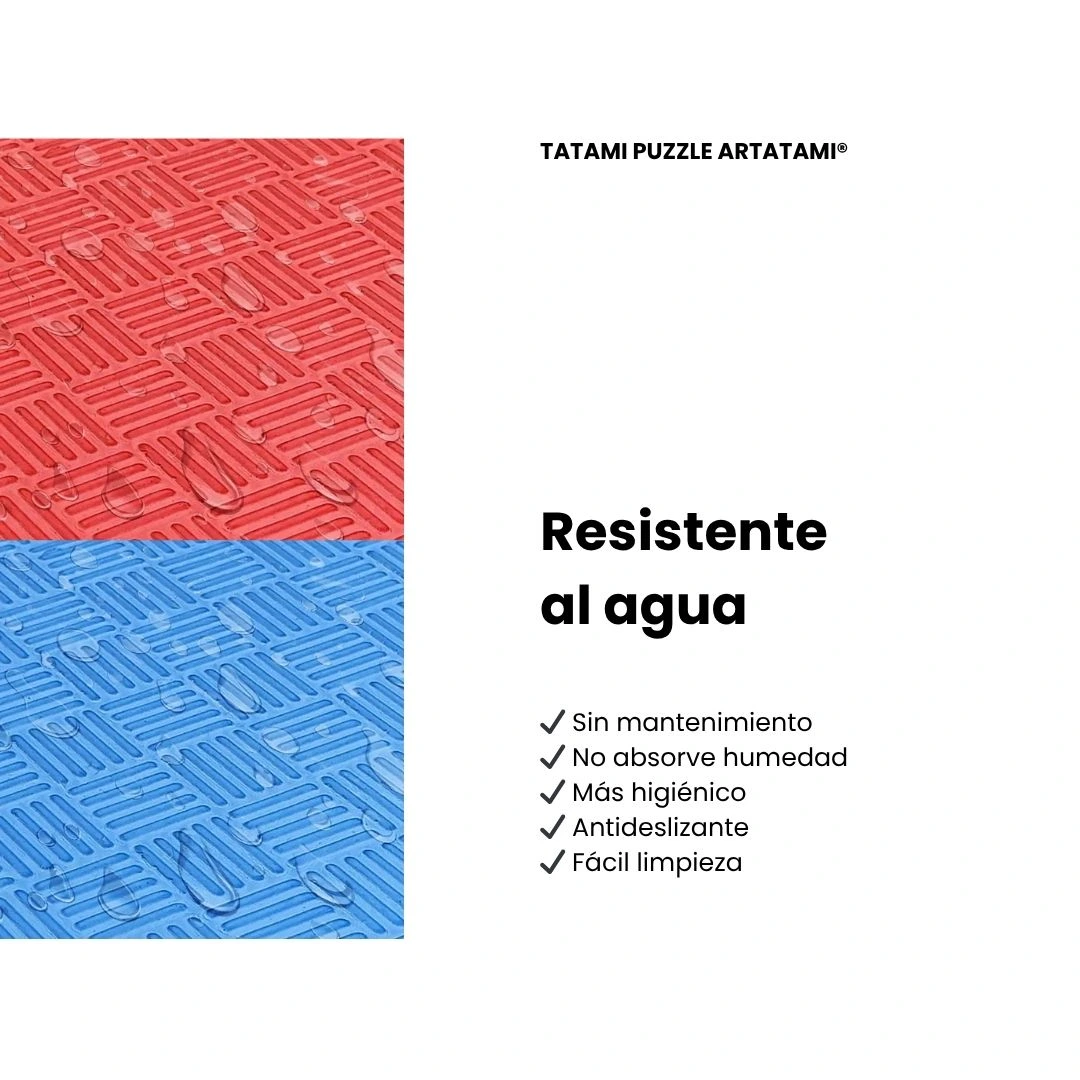 TATAMI PUZZLE Rojo Azul 1x1m | 25mm | Artes Marciales | Gimnasio | Antideslizante | Suelo Deportivo