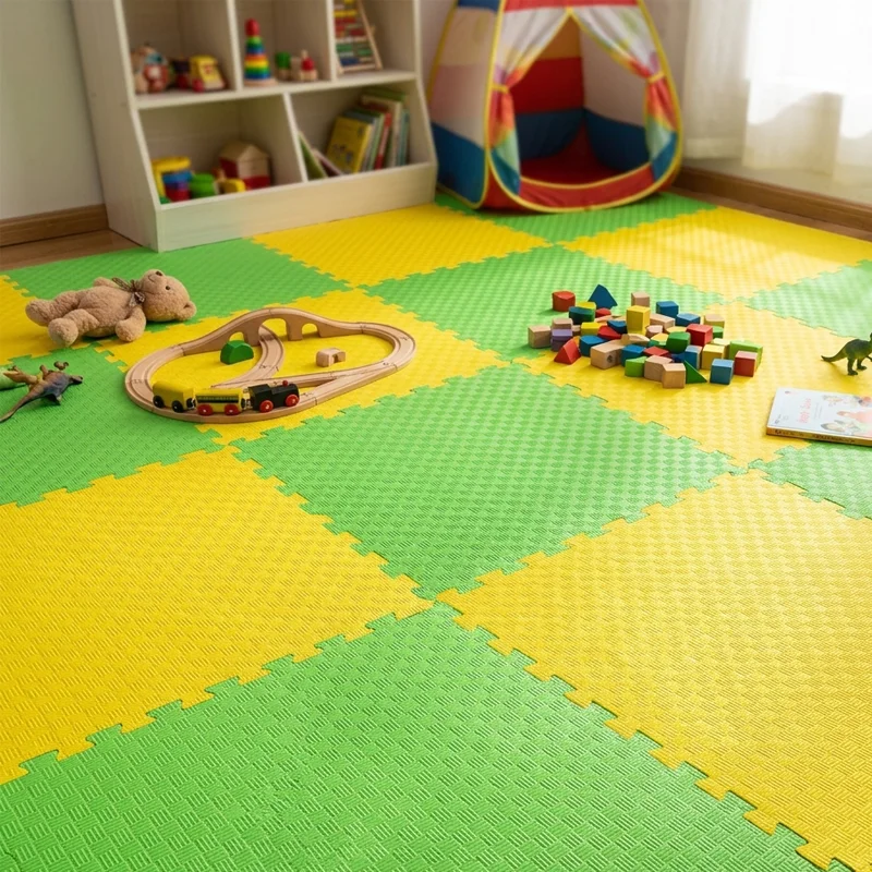 TATAMI PUZZLE Amarillo Verde 1x1m | 20mm | Reversible | Antideslizante | Multifuncional