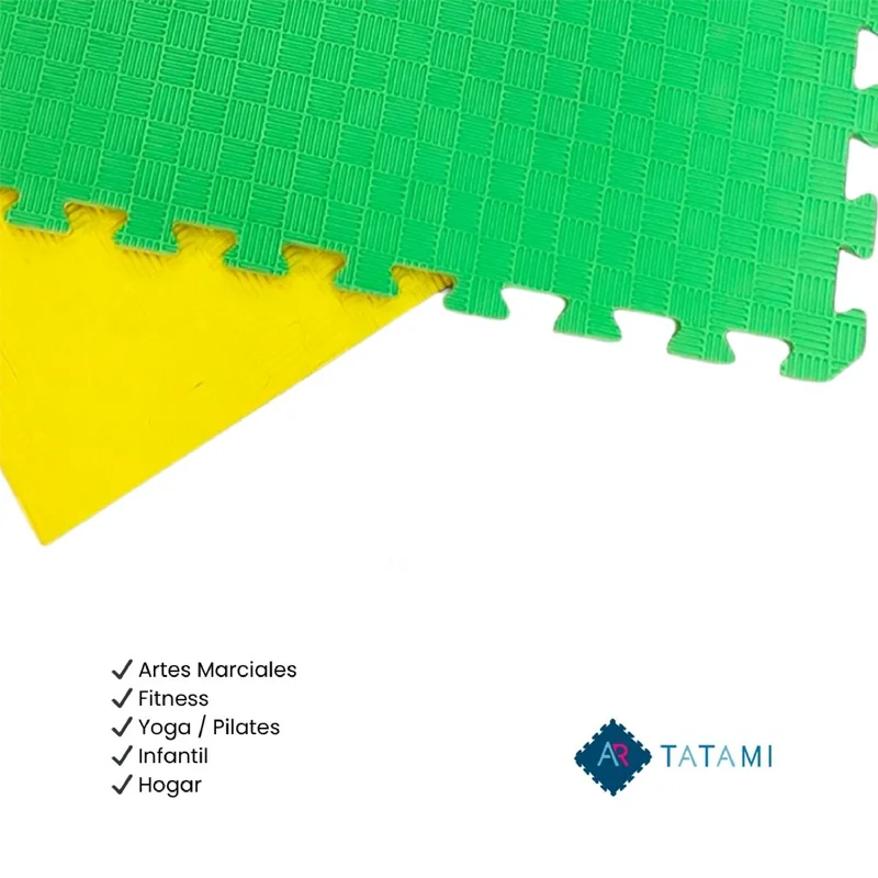 TATAMI PUZZLE Amarillo Verde 1x1m | 20mm | Reversible | Antideslizante | Multifuncional
