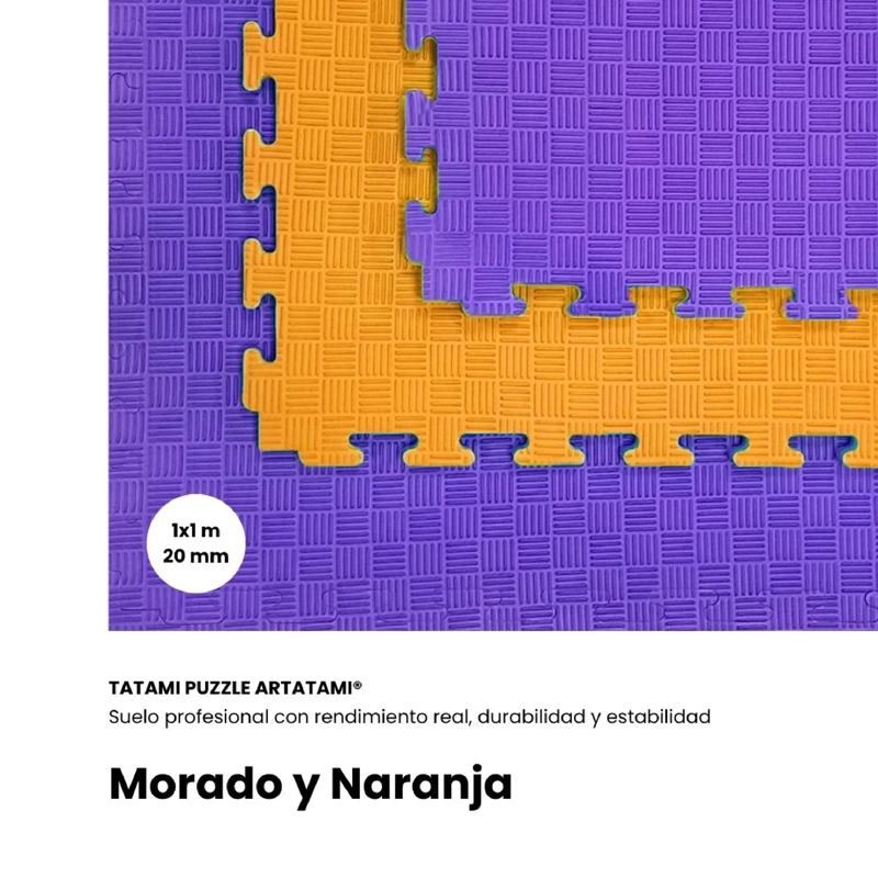 TATAMI PUZZLE Naranja Lila  1x1m | 20mm | Reversible | Antideslizante | Multifuncional