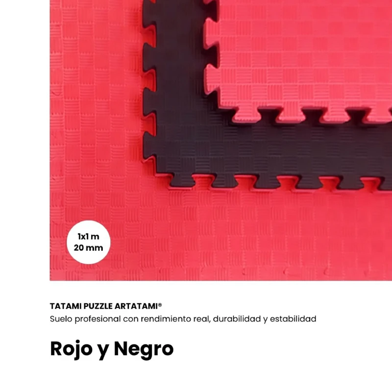 TATAMI PUZZLE Rojo Negro 1x1m | 20mm | Artes Marciales | Fitness y Yoga