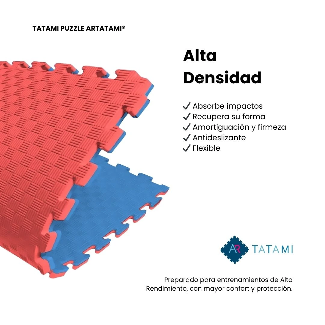 TATAMI PUZZLE Rojo Azul 1x1m | 25mm | Artes Marciales | Gimnasio | Antideslizante | Suelo Deportivo