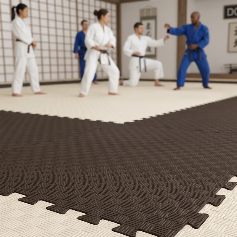 TATAMI PUZZLE  Marrón Beige  1x1m | 40mm | Artes Marciales | Gimnasio | Antideslizante | Suelo Deportivo
