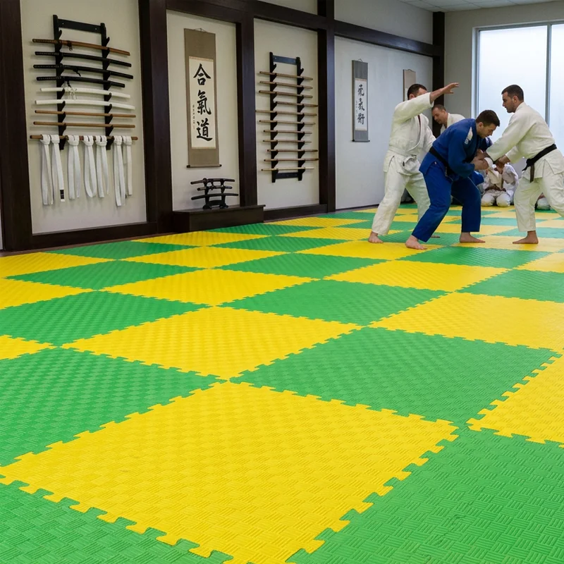 TATAMI PUZZLE Amarillo Verde 1x1m | 20mm | Reversible | Antideslizante | Multifuncional