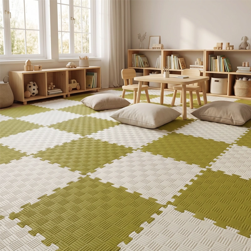TATAMI PUZZLE Blanco Oliva 1x1m | 20mm | Reversible | Antideslizante | Multifuncional