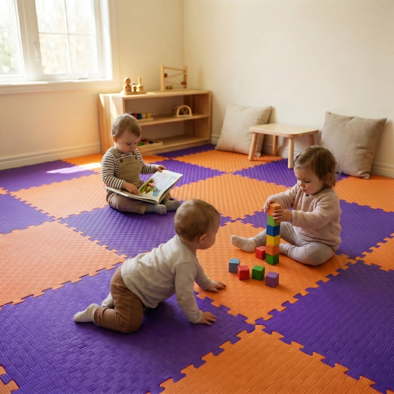 TATAMI PUZZLE Naranja Lila  1x1m | 20mm | Reversible | Antideslizante | Multifuncional