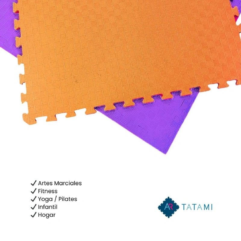 TATAMI PUZZLE Naranja Lila  1x1m | 20mm | Reversible | Antideslizante | Multifuncional