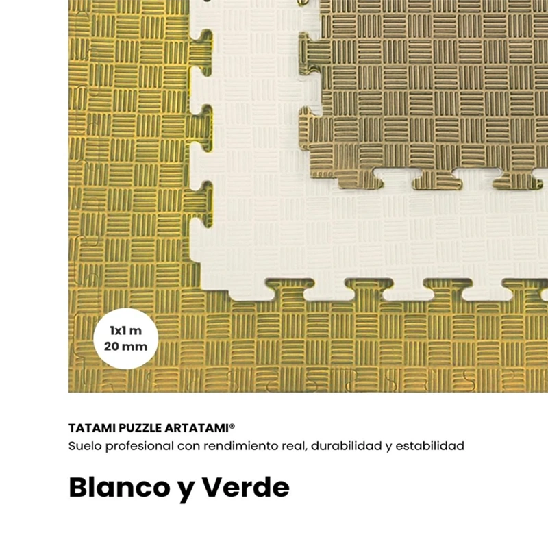 TATAMI PUZZLE Blanco Oliva  1x1m | 20mm | Reversible | Antideslizante | Multifuncional