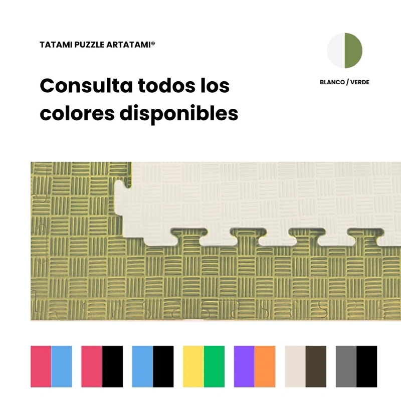 TATAMI PUZZLE Blanco Oliva 1x1m | 20mm | Reversible | Antideslizante | Multifuncional