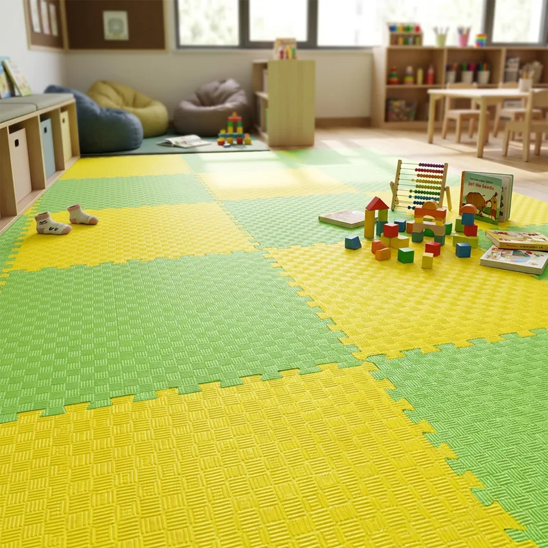 TATAMI PUZZLE Amarillo Verde 1x1m | 20mm | Reversible | Antideslizante | Multifuncional