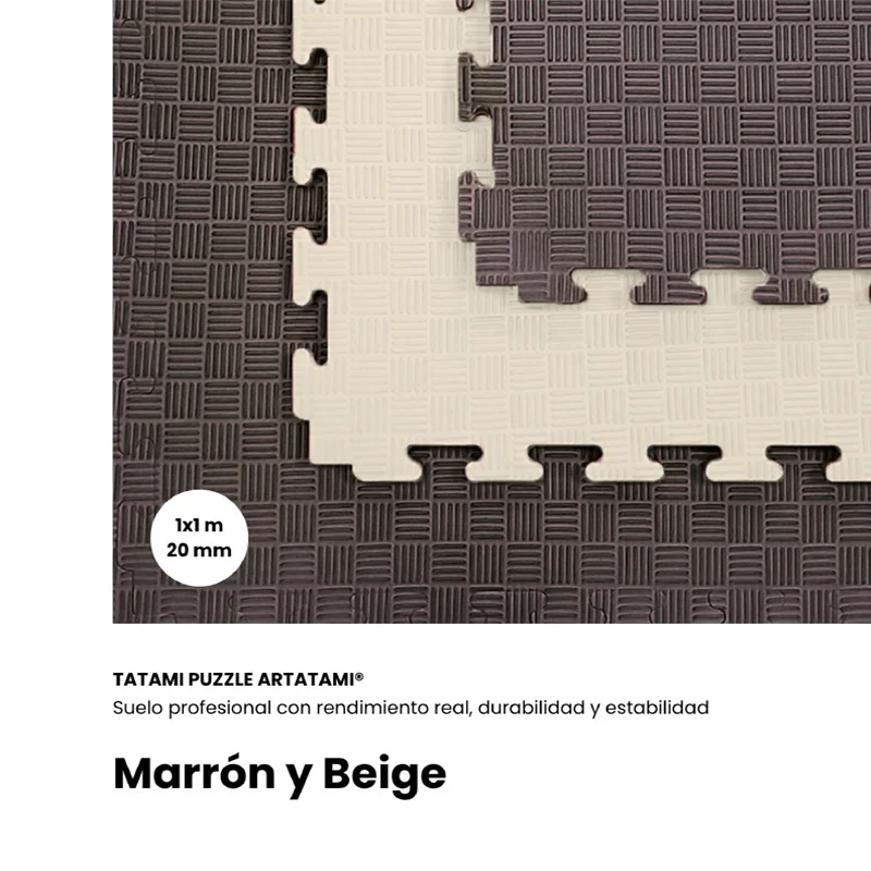 TATAMI PUZZLE Marrón Beige  1x1m | 20mm | Pilates | Gimnasia | Suelo Acolchado