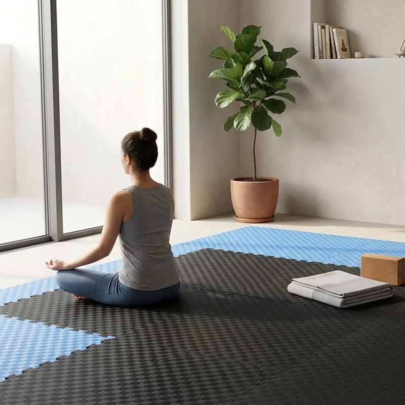 TATAMI PUZZLE Azul Negro 1x1m | 20mm | Artes Marciales | Fitness | Yoga | Pilates | Gimnasios