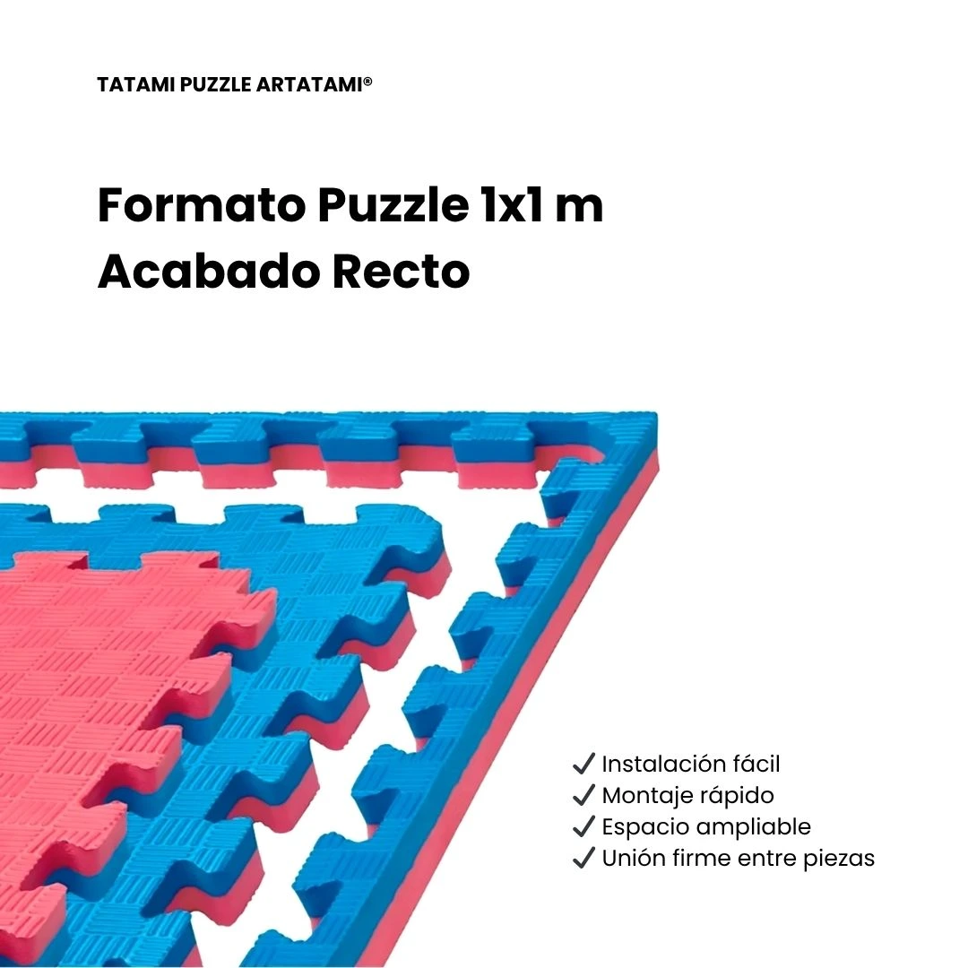 TATAMI PUZZLE Rojo Azul 1x1m | 25mm | Artes Marciales | Gimnasio | Antideslizante | Suelo Deportivo