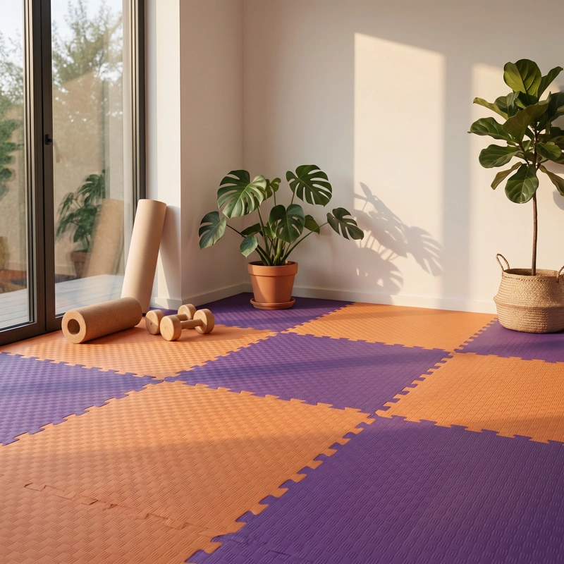 TATAMI PUZZLE Naranja Lila  1x1m | 20mm | Reversible | Antideslizante | Multifuncional